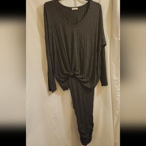 Womens Brand NEW Two Piece Gray Ribbed Pants Set Sz 2XL